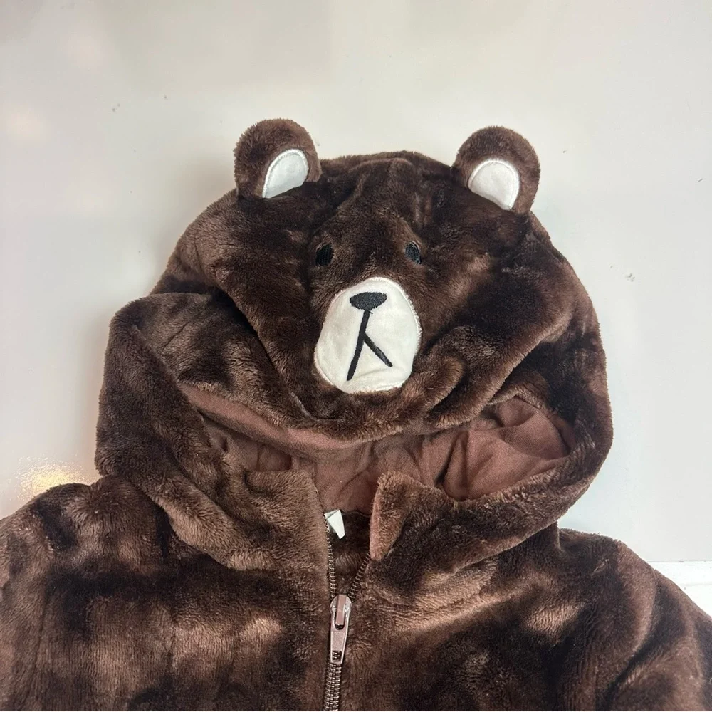 Baby Brown Bear Fleece Hooded Onesie | Cozy Costume · Fall Winter